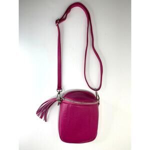 GENUINE LEATHER BORSE IN PELLE small fuchsia crossbody bag made in italy
